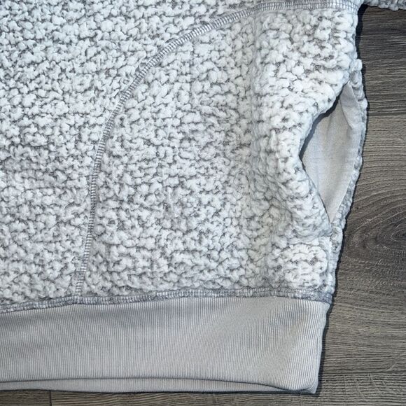 Victorias Secret PINK Sherpa Sweater Small Oversized Light Gray Cozy Loungewear - Picture 8 of 12
